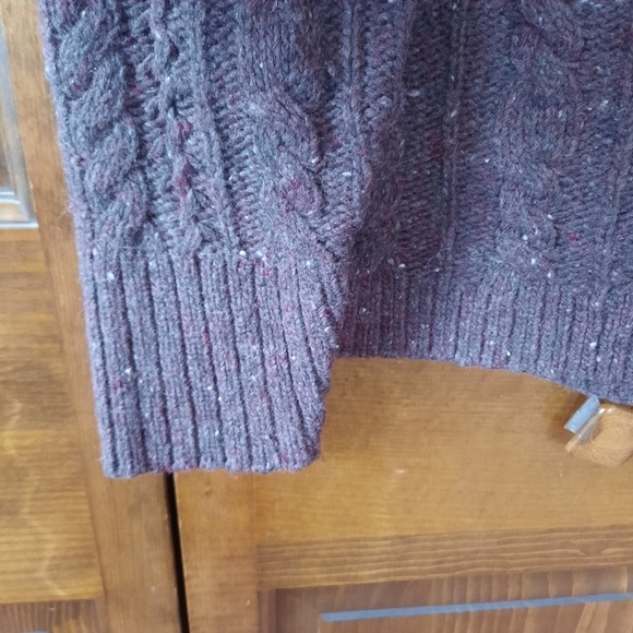 Eddie Bauer wool angora blend brown chunky cable knit crewneck sweater - Picture 7 of 11